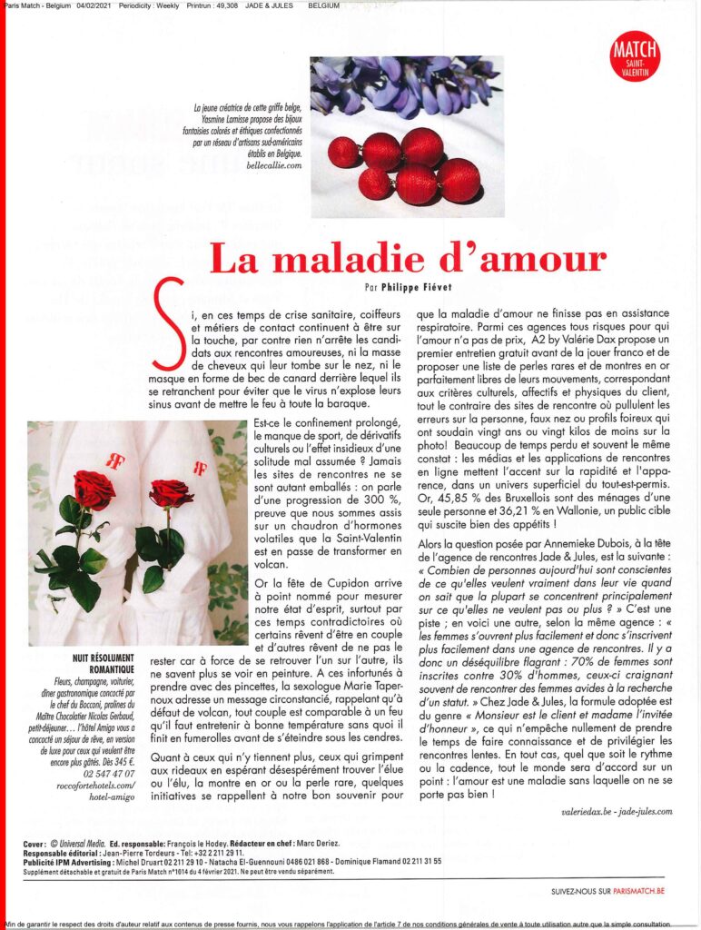 Paris Match parle de Jade & Jules