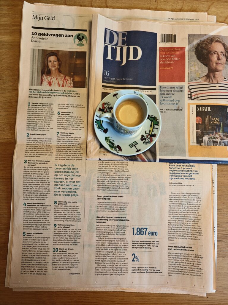 Matchmaker Annemieke Dubois in DE TIJD. 10 geldvragen.